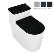 Tripumer Fabric Cover for a Lid Toilet Tank Stretch Velvet Toilet Lid Cover and Toilet Tank Lid Cover Toilet Tank Cover Sets with Elastic Bottom Black